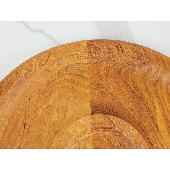 Kalmar Teak Wood Dip & Chip Platter Serving Tray Center Piece 12" Thailand Vtg - Picture 10 of 14